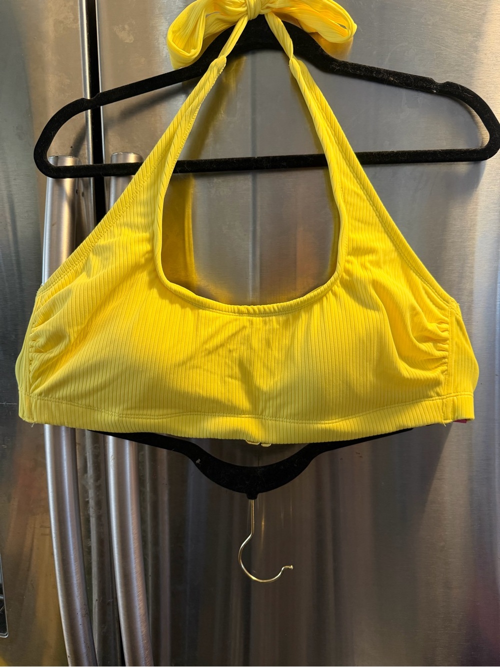Xhilaration Yellow Ribbed Halter Sports Bralette